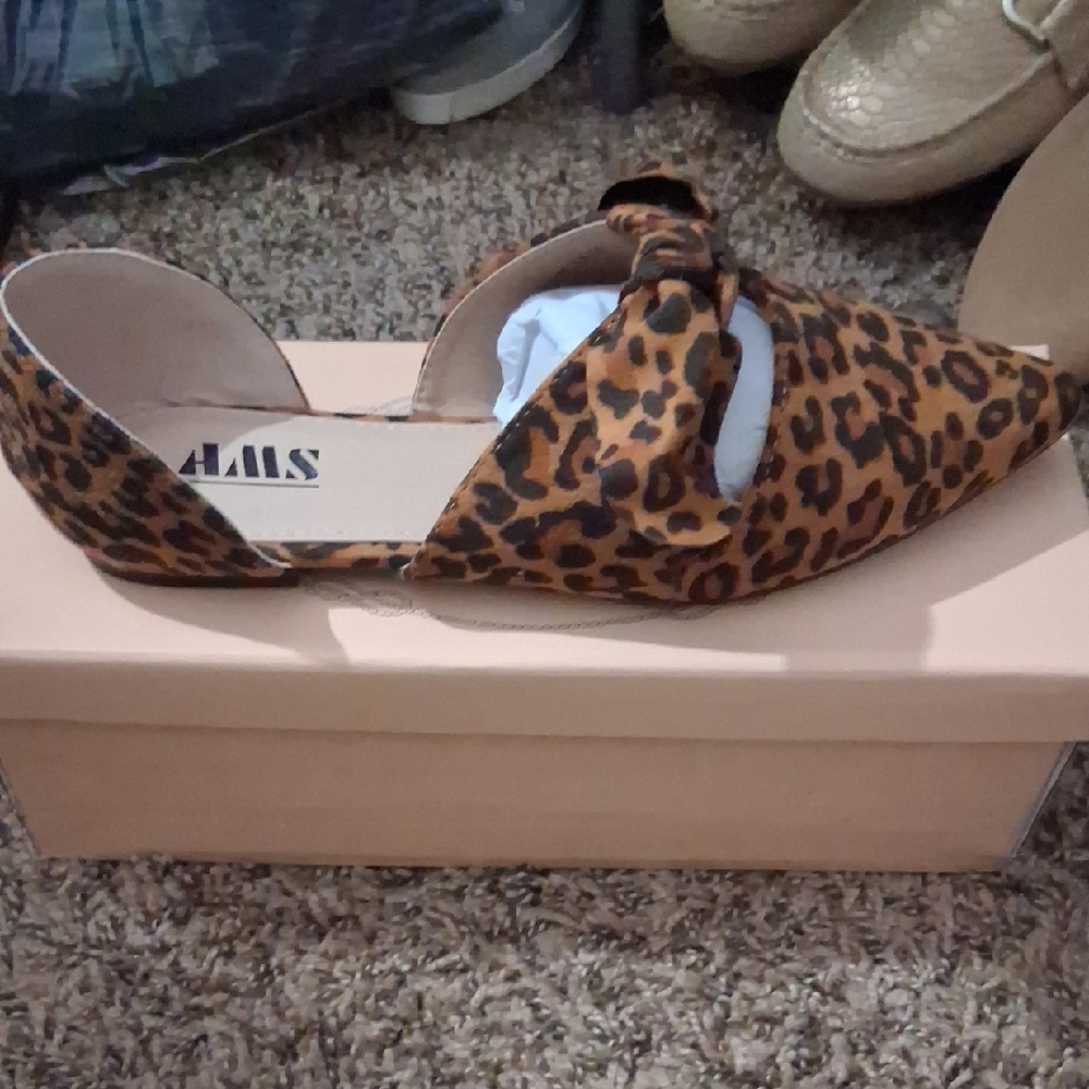 Brown Leopard Print Flats with Slip-On Design